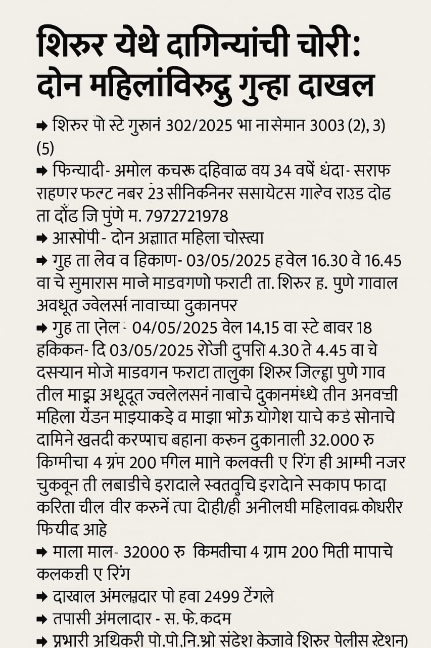 मांडवगण फराटा येथील अवधूत ज्वेलर्समध्ये चोरी